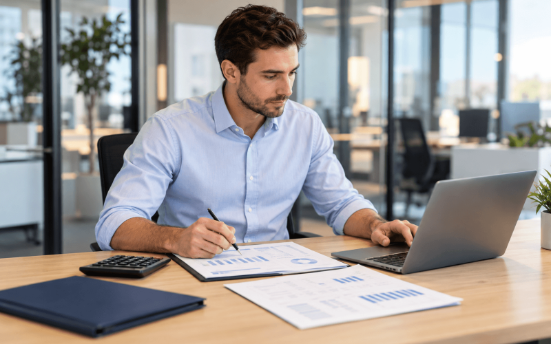 Junior Controller Reviewing Financial Reports